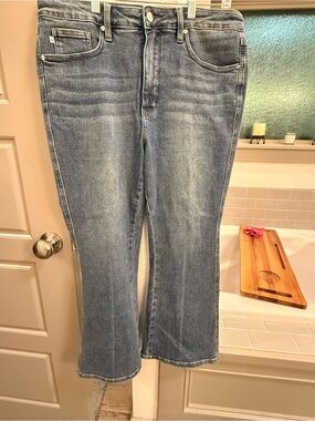 Judy Blue Faded Blue Wide-Leg Jeans -Kick-Flare